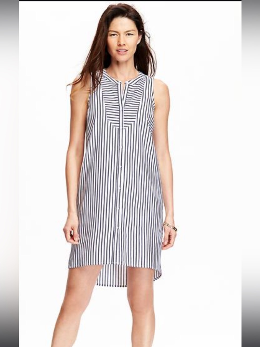 50%offw❤️ Old Navy Striped Button-Up Sleeveless Shirt Dress blue white S